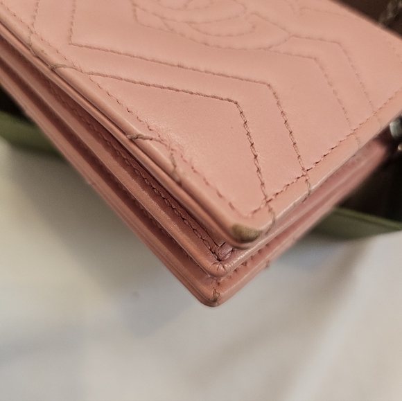 Gucci Pink Marmont Wallet On A Chain Small - Picture 6 of 9